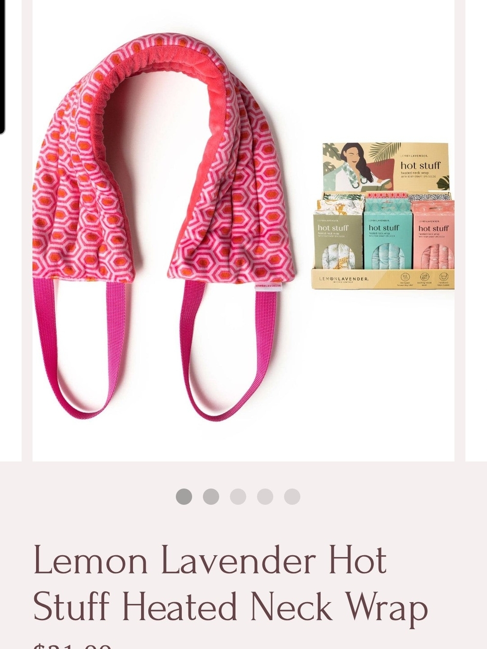 HOT STUFF Heated Neck Wrap - Pink Geometric Pattern..UNOPENEE